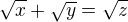 kopírovat do textarea $\sqrt{x}+\sqrt{y} = \sqrt{z}$