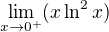 $\lim_{x\to0^+}(x\ln ^2x)$