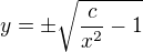 $y=\pm \sqrt{\frac{c}{x^{2}}-1}$