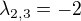 $\lambda_{2,3} = -2$