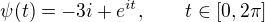 $\psi (t)=-3i+e^{it}, \qquad t\in[0,2\pi]$