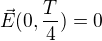$\vec E(0,\frac{T}{4})=0$