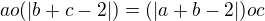 $ao(|b+c-2|)=(|a+b-2|)oc$