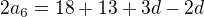 $2a_{6}=18+13+3d-2d$