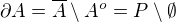 $\partial A =\overline{A} \setminus A^o = P \setminus \emptyset$