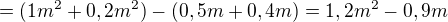 $=(1m^2+0,2m^2)-(0,5m + 0,4m)=1,2m^2-0,9m$