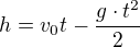 kopírovat do textarea $h=v_0t-\frac{g\cdot t^2}{2}$
