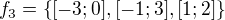 $f_{3}=\{[-3;0], [-1;3],[1;2]\}$