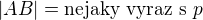 $|AB| = \text{nejaky vyraz s }p$