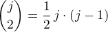 ${j\choose2}=\frac12\, j\cdot(j-1)$