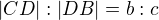 $|CD|:|DB|=b:c$