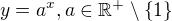 $y=a^{x}, a\in \mathbb{R}^{+}\setminus \{1\}$