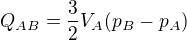 $Q_{AB}=\frac32V_A(p_B-p_A)$