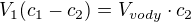 $V_1(c_1-c_2)=V_{vody}\cdot c_2$