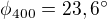 $\phi_{400} = 23,6^\circ$