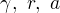 $\gamma, \ r, \ a $