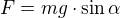 $F=mg\cdot\sin \alpha $