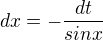 kopírovat do textarea $dx=-\frac{dt}{sinx}$