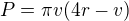 $P=\pi v(4r-v)$
