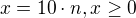 $x=10\cdot n, x \geq 0$