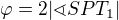 $\varphi =2|\sphericalangle SPT_1|$
