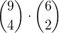 ${9 \choose 4}\cdot {6 \choose 2}$