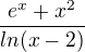 kopírovat do textarea $\frac{e^x+x^2 }{ln(x-2)}$