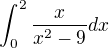 kopírovat do textarea $\int_{0}^{2} \frac{x}{x^2-9} dx$