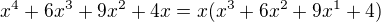 kopírovat do textarea $x^{4}+6x^{3} + 9x^{2}+4x = x(x^{3}+6x^{2} + 9x^{1}+4)$