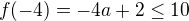 $f(-4)=-4a+2 \leq 10$