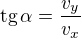 $\text{tg}\,\alpha =\frac{v_y}{v_x}$