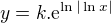 $y=k.\mathrm{e}^{\ln|\ln x|}$