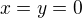 $x=y = 0$