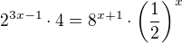 $2^{3x-1} \cdot 4 = 8^{x+1} \cdot \( \frac 12 \)^x$