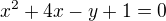 $x^{2}+4x-y+1=0$