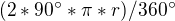 $(2*90^\circ *\pi *r)/360^\circ $
