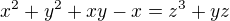 kopírovat do textarea $x^2 + y^2 + xy - x = z^3 + yz$