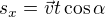 $s_x=\vec{v}t\cos \alpha $
