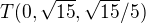 $T ( 0, \sqrt{15}, \sqrt{15}/5 )$