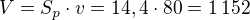 $V=S_p\cdot v=14,4\cdot 80=1\,152$