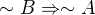 $\sim B \Rightarrow \sim A$