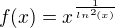 kopírovat do textarea $f(x) = x^{\frac{1}{ln^{2}(x)}}$