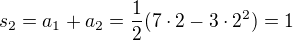 $s_2=a_1+a_2=\frac12(7\cdot2-3\cdot2^2)=1$