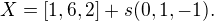 $X = [1,6,2]+s (0,1,-1).$