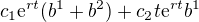 $c_1\mathrm{e}^{rt}(b^1+b^2)+c_2 t\mathrm{e}^{rt}b^1$