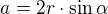 $a=2r\cdot\sin\alpha$