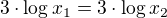 $3\cdot \log x_1=3\cdot \log x_2$