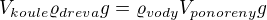 kopírovat do textarea $V_{koule}\varrho_{dreva}g=\varrho_{vody}V_{ponoreny}g$