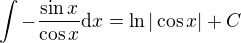 kopírovat do textarea $\int -{\sin x\over \cos x} \mbox{d}x = \ln |\cos x| + C$