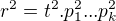 $ r^2=t^2.p_1^2...p_k^2$